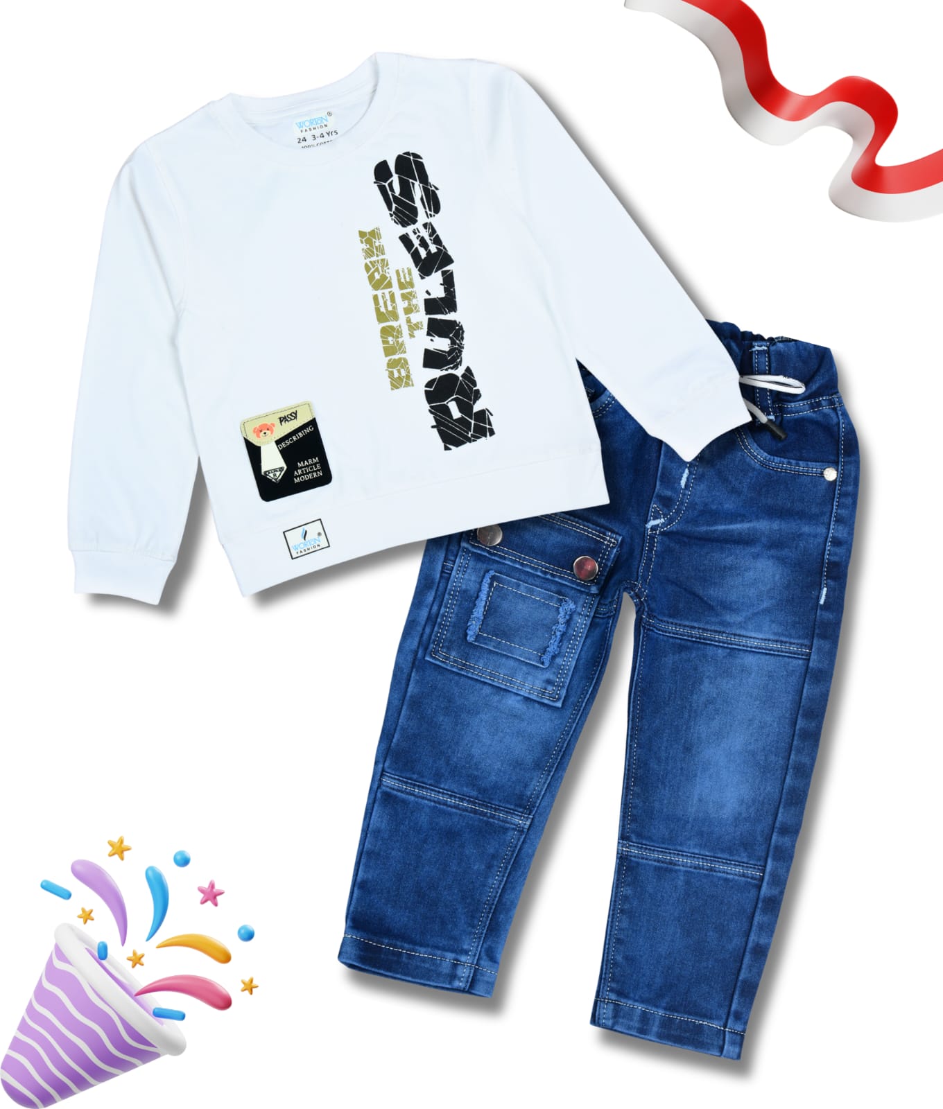 Boys Full Sleeves Tshirt  & Jeans Set