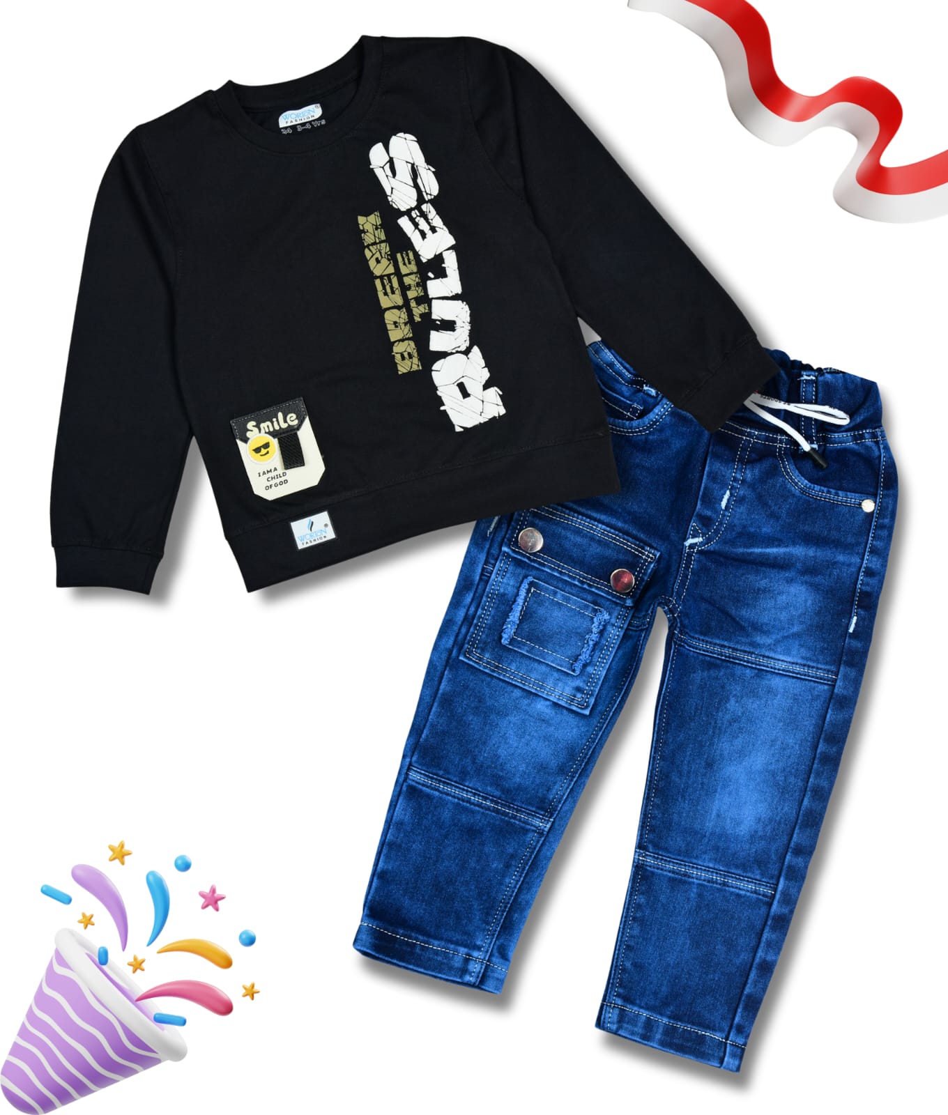 Boys Full Sleeves Tshirt  & Jeans Set