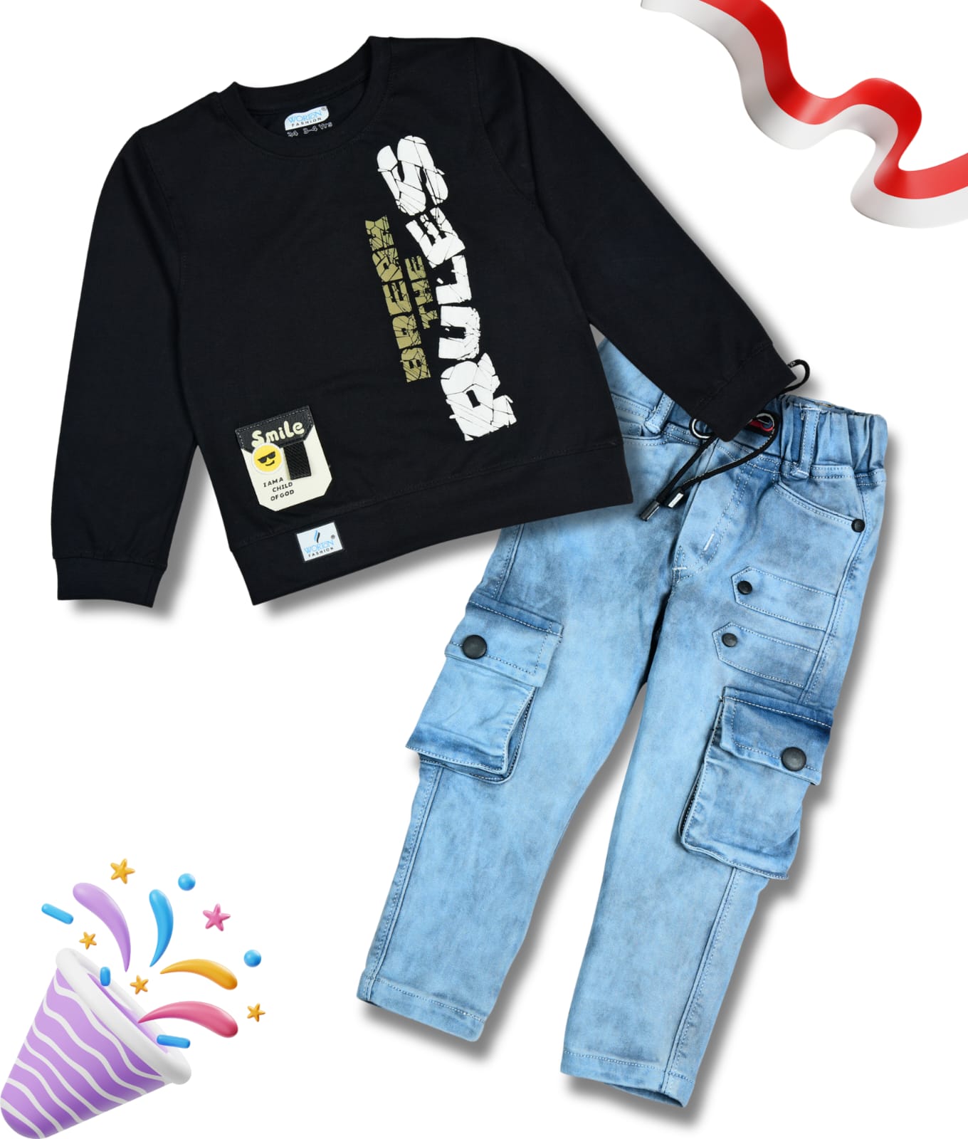 Boys Full Sleeves Tshirt  & Jeans Set