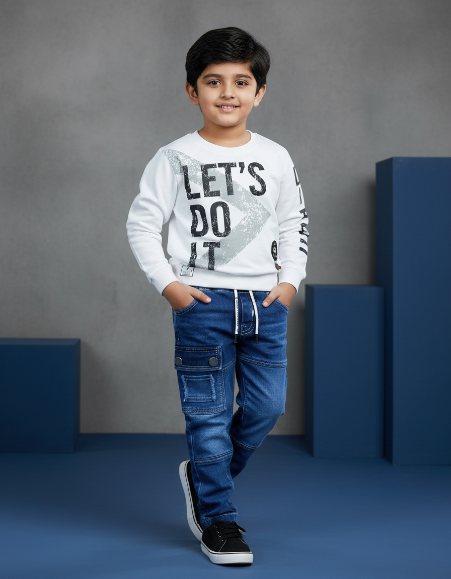 Boys Full Sleeves Tshirt  & Jeans Set