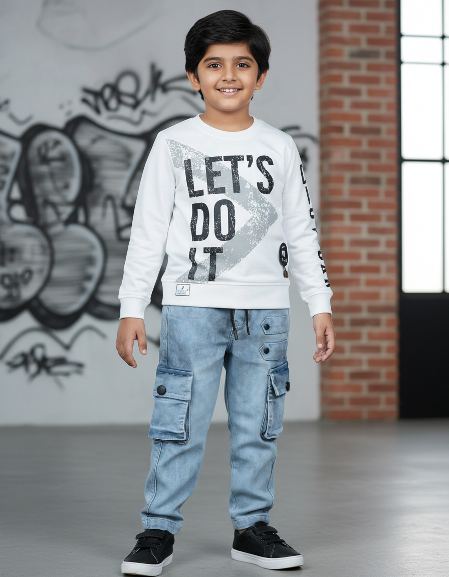 Boys Full Sleeves Tshirt  & Jeans Set