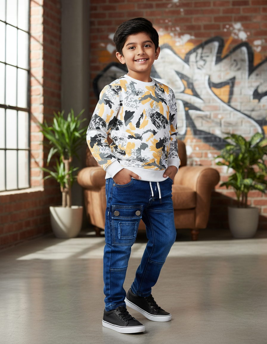 Boys Full Sleeves Tshirt  & Jeans Set