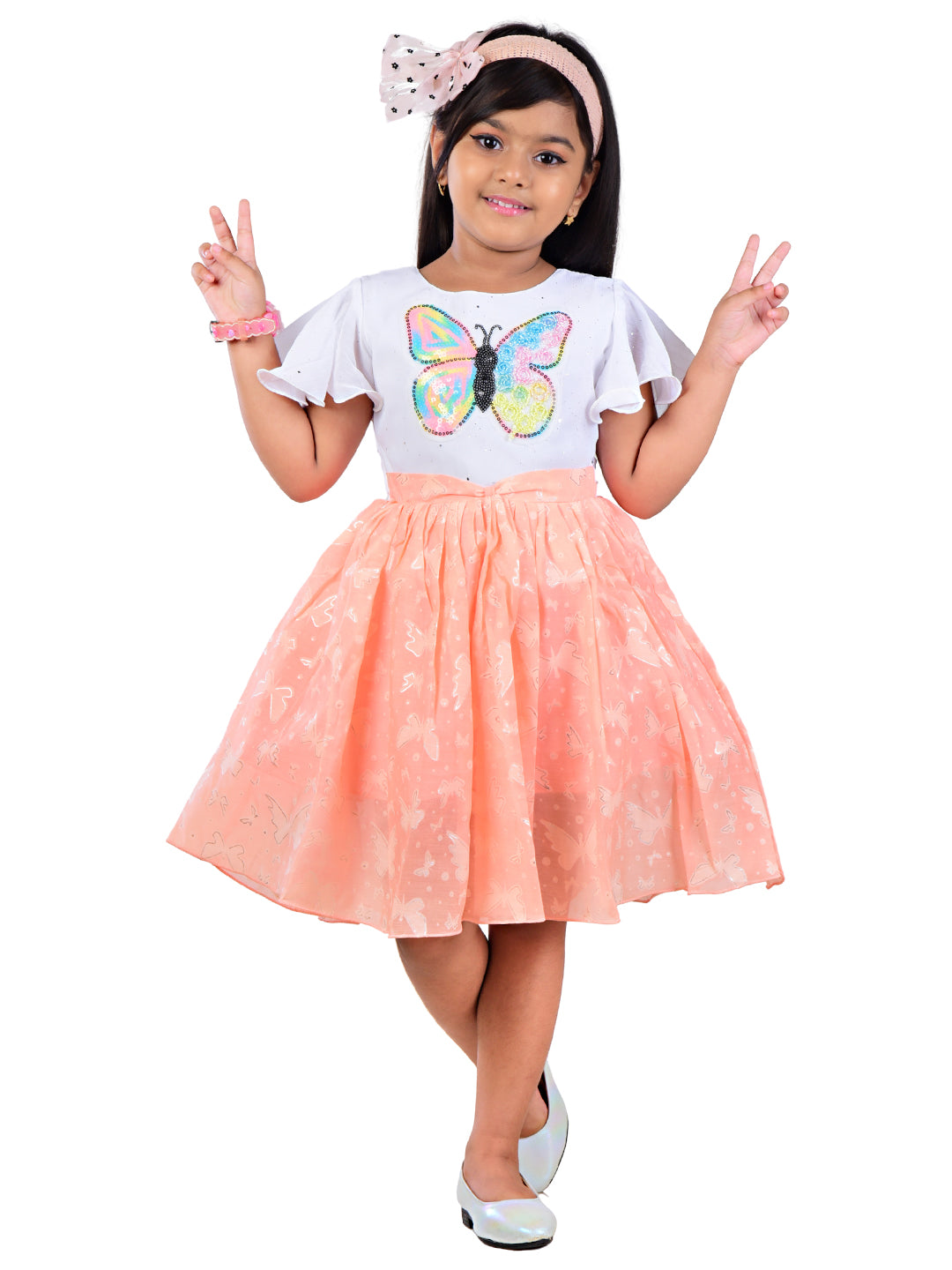 Girls Butterfly Print Party Frock