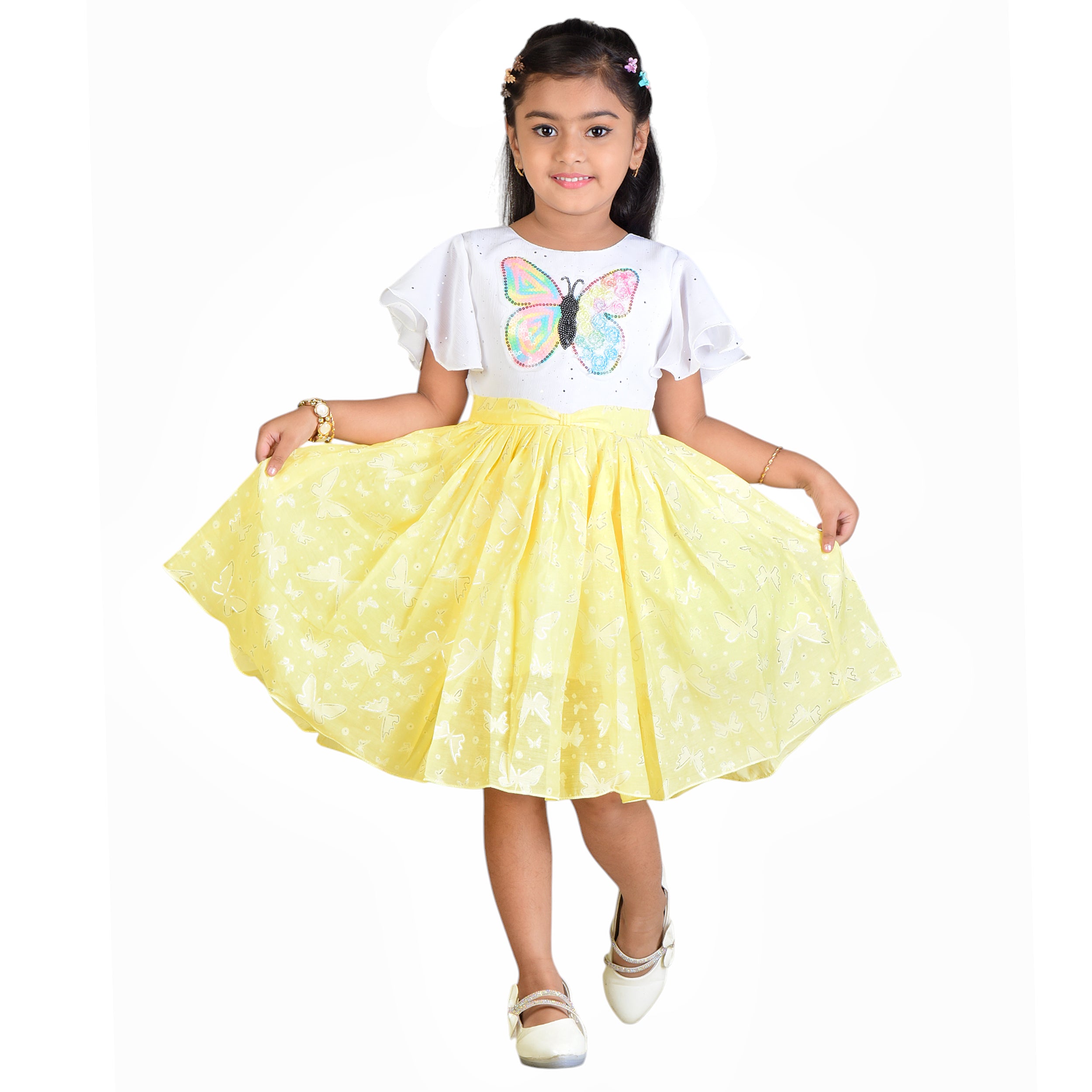 Girls Butterfly Print Party Frock