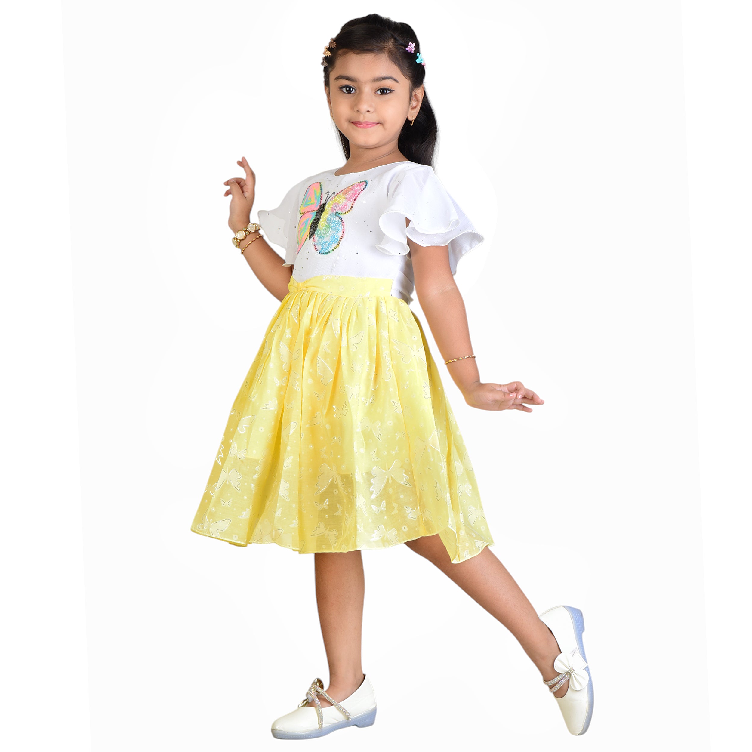 Girls Butterfly Print Party Frock