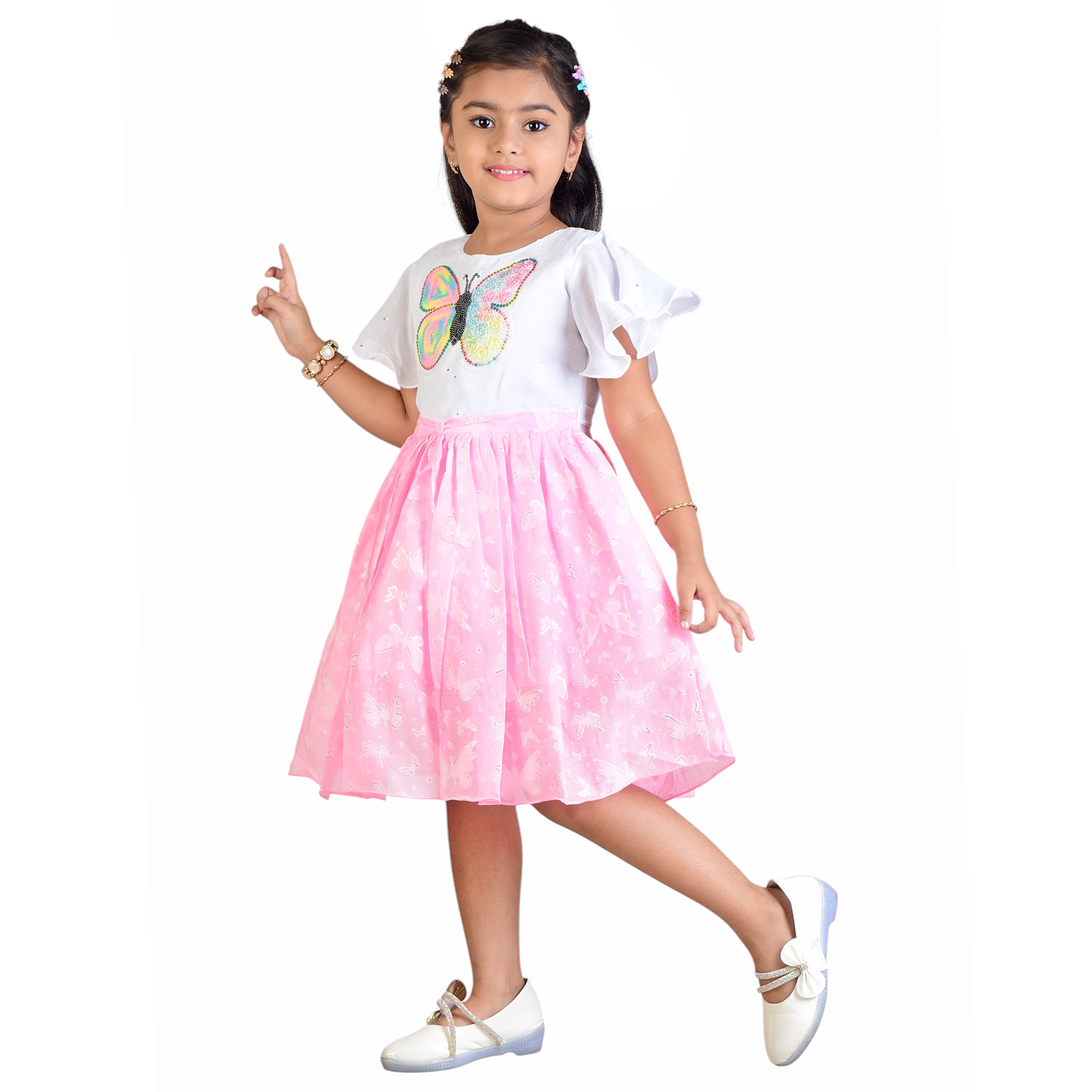 Girls Butterfly Print Party Frock