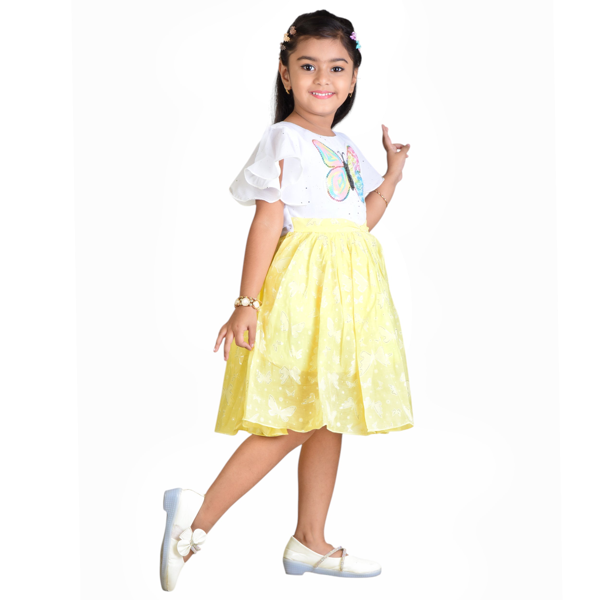 Girls Butterfly Print Party Frock