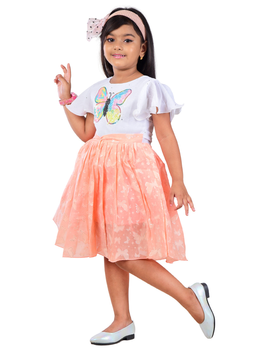 Girls Butterfly Print Party Frock