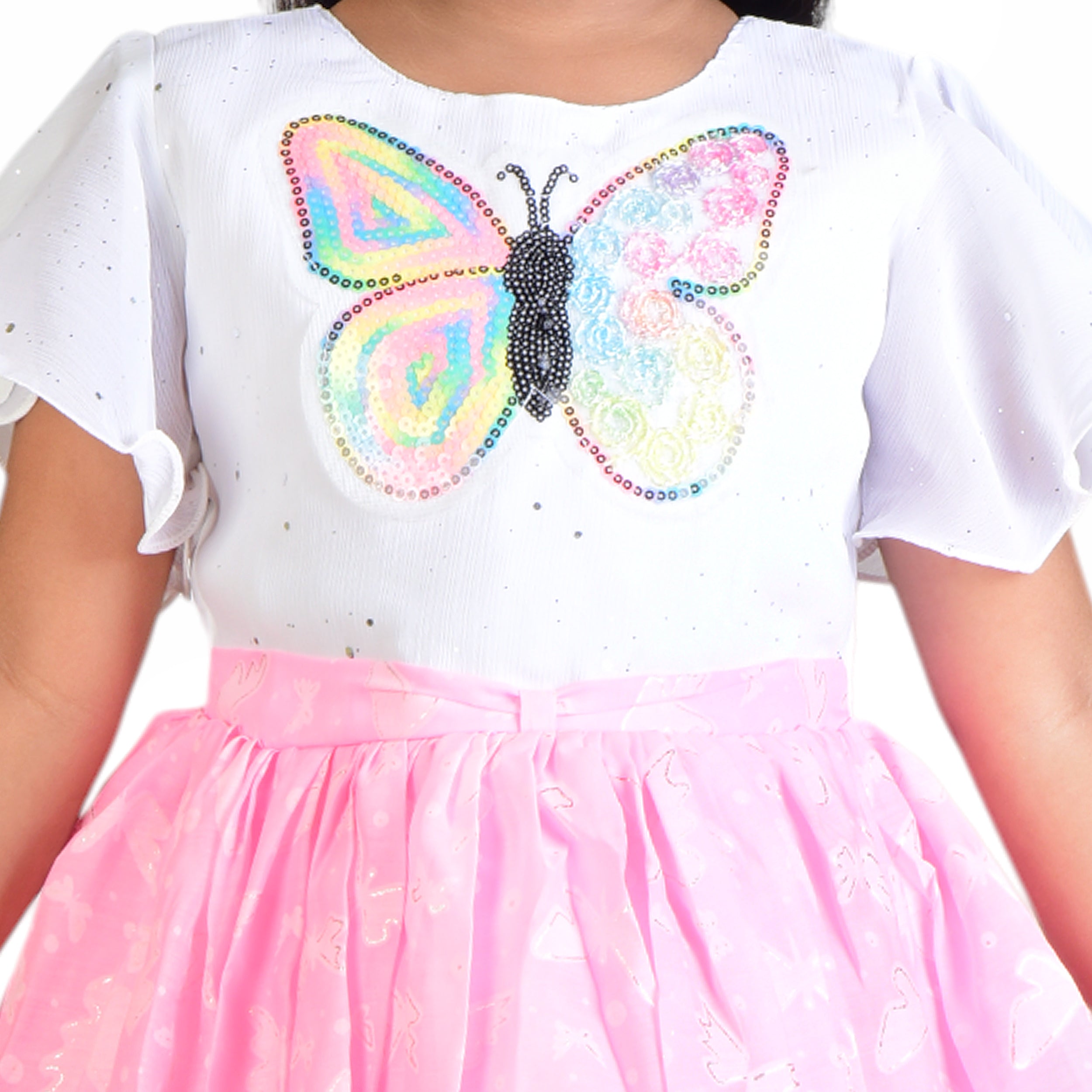 Girls Butterfly Print Party Frock