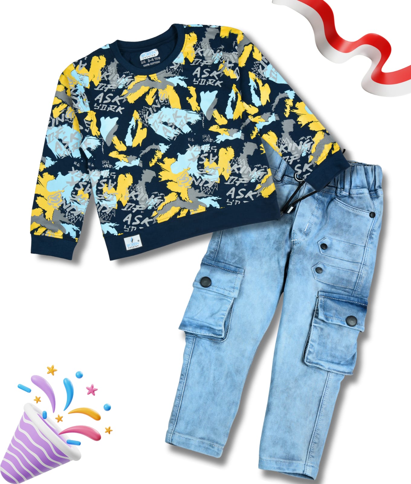 Boys Full Sleeves Tshirt  & Jeans Set