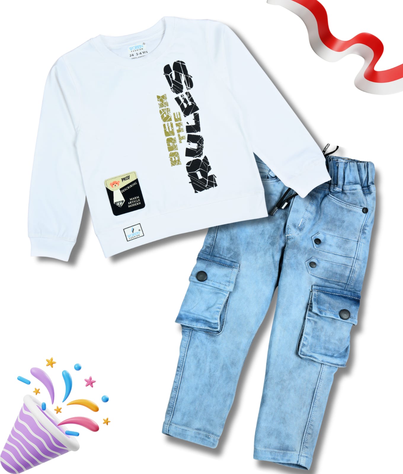 Boys Full Sleeves Tshirt  & Jeans Set
