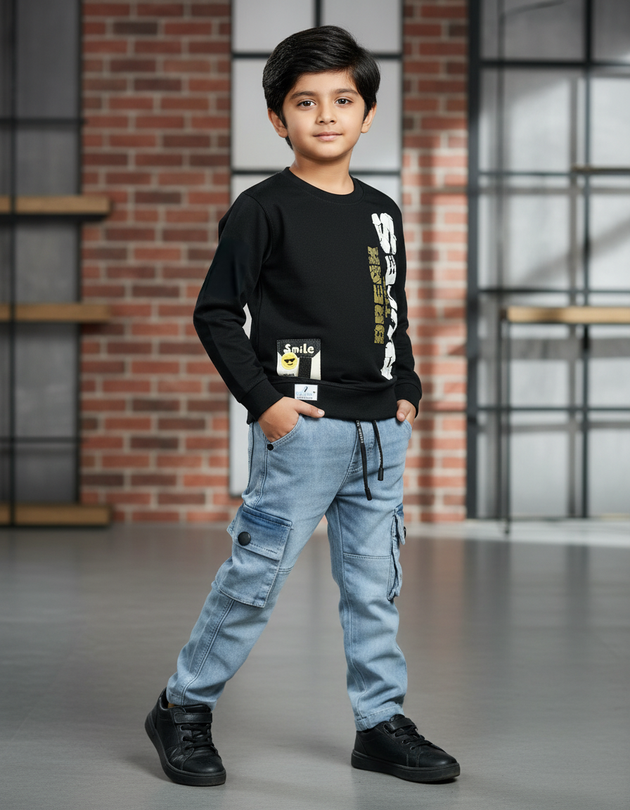 Boys Full Sleeves Tshirt  & Jeans Set