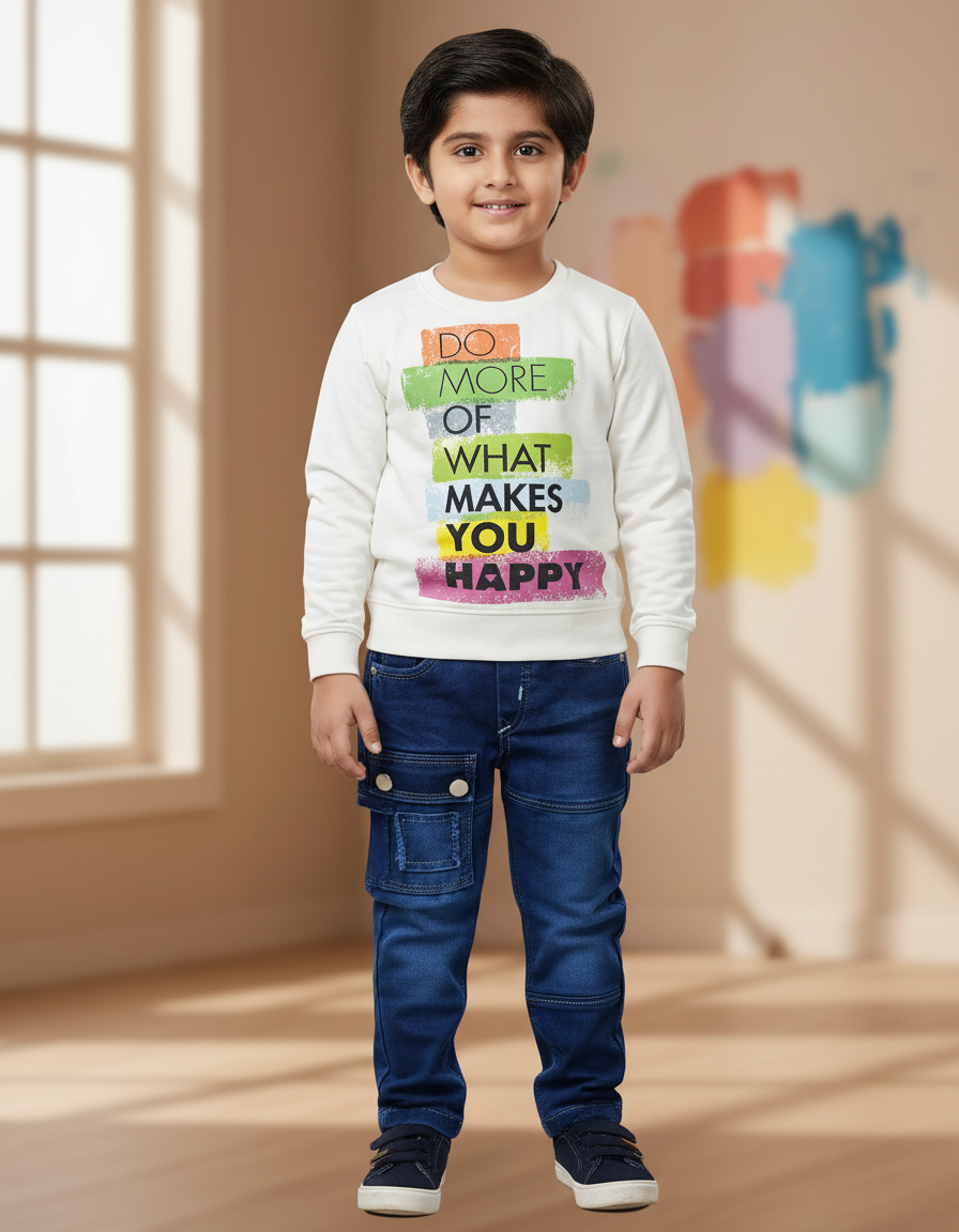 Boys Full Sleeves Tshirt  & Jeans Set