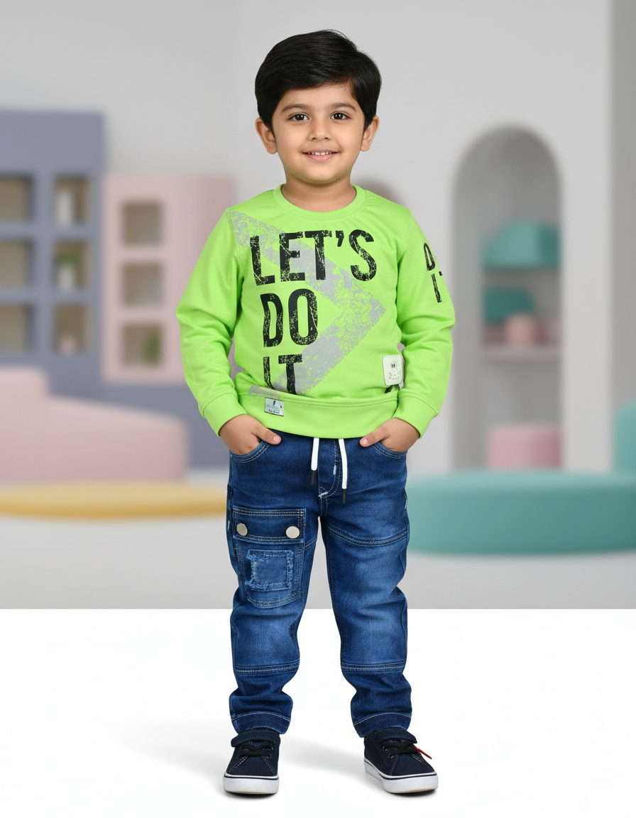 Boys Full Sleeves Tshirt  & Jeans Set